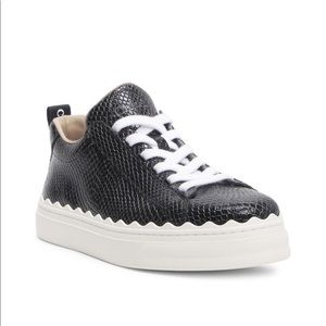 Chloe Black Python Embossed Sneakers